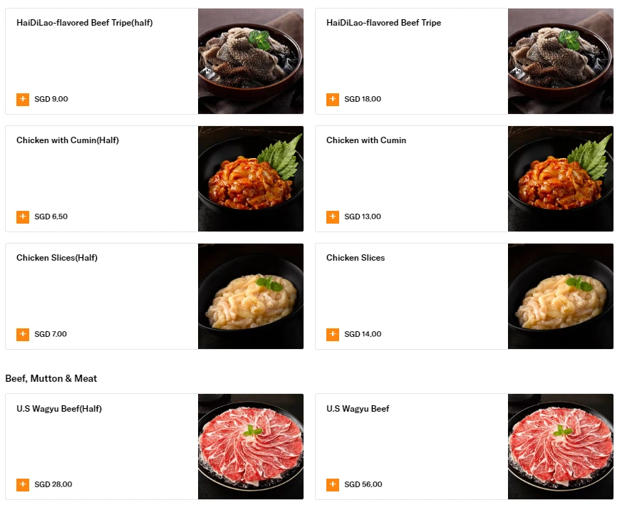 haidilao singapore beef menu and prices