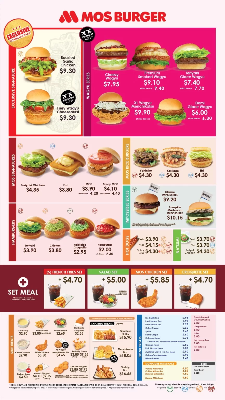 Mos Burger Menu Singapore 2023