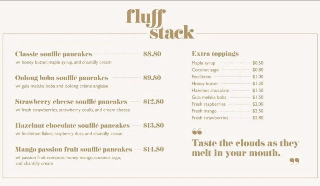 FLUFF STACK MENU PICTURES