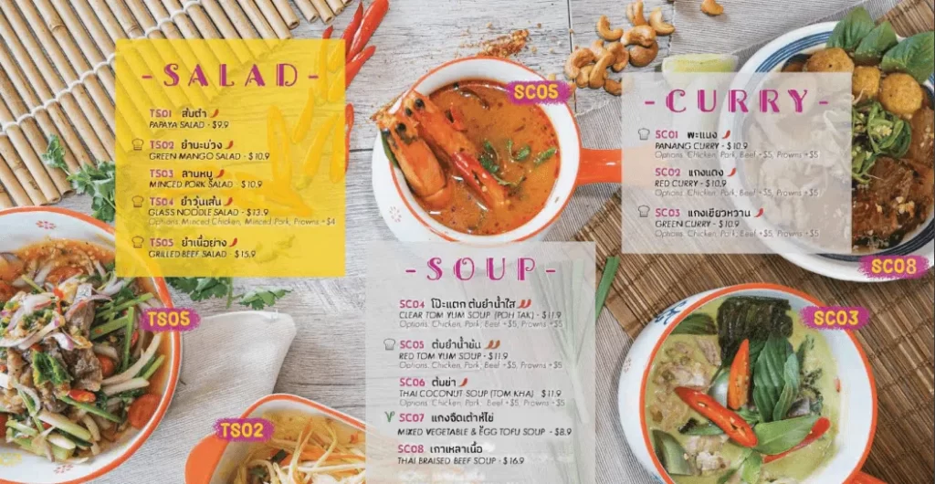 Thai’D Me Up Singapore Soup And Curry Menu